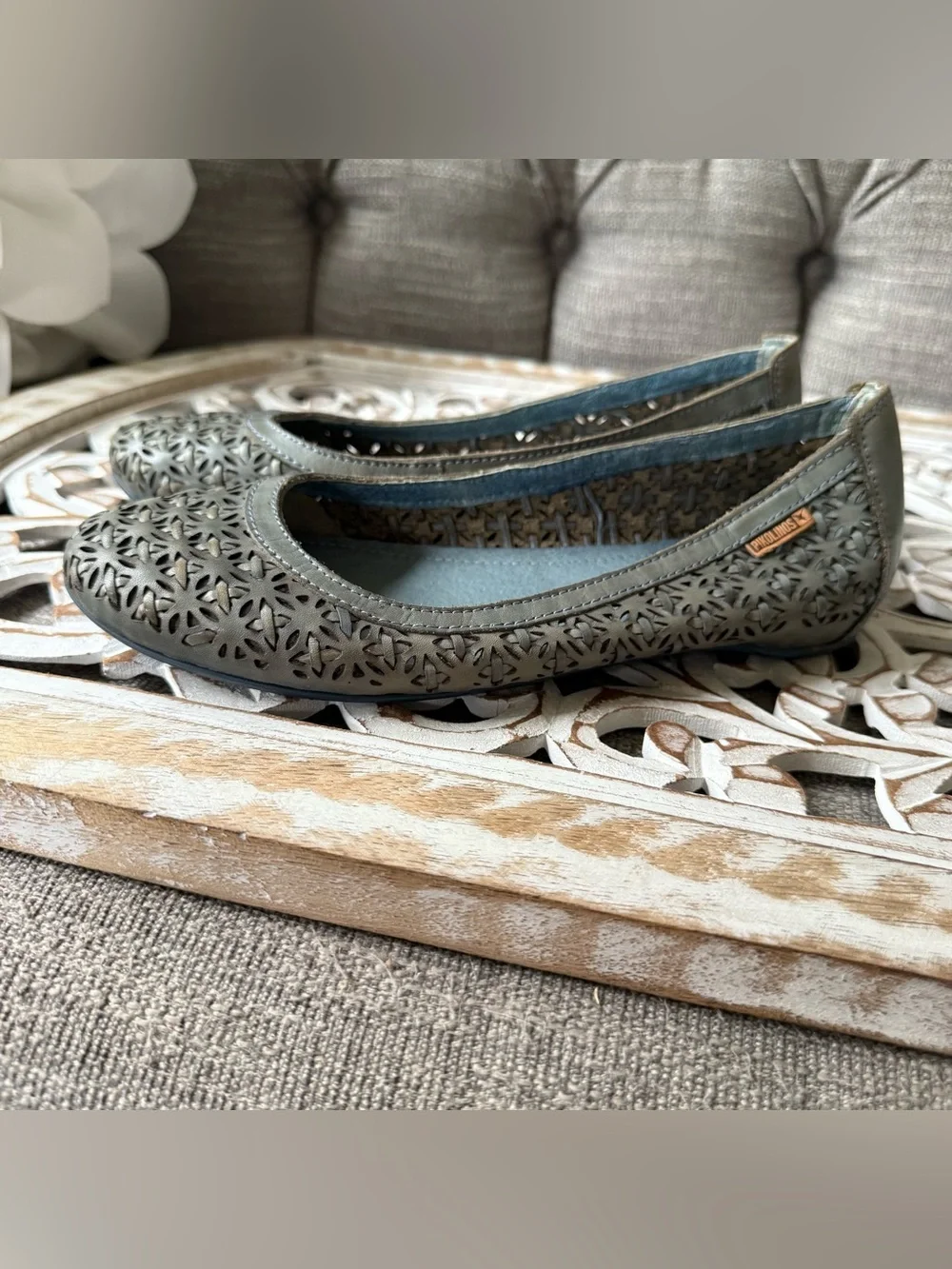 PIKOLINOS Laser-Cut Leather Ballet Flats Shoes Women’s 38 8